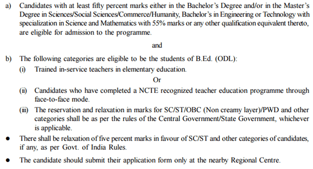 ignou bed eligibility